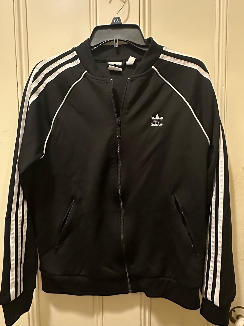 adidas Black Jacket with White Three-Stripe Detail